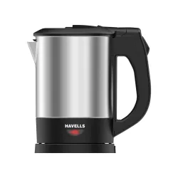 Havells HOTSIP Electric Kettle | 1250 W | 1 L Capacity | Rust Resistant 304 Stainless Steel Tank | Triple Safety Protection | Wider Mouth for Easy Filling (Black & Silver)