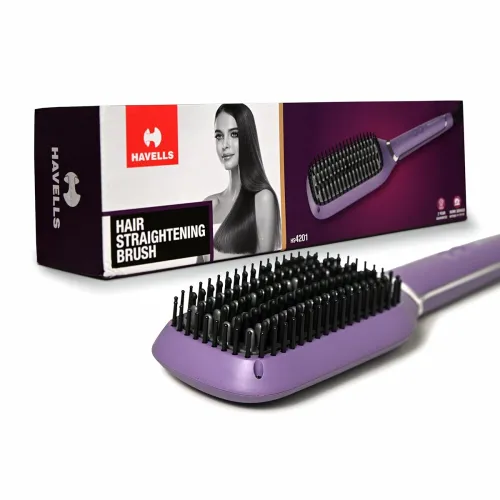 Image of Havells Keratin Hair Straightener Brush Purple