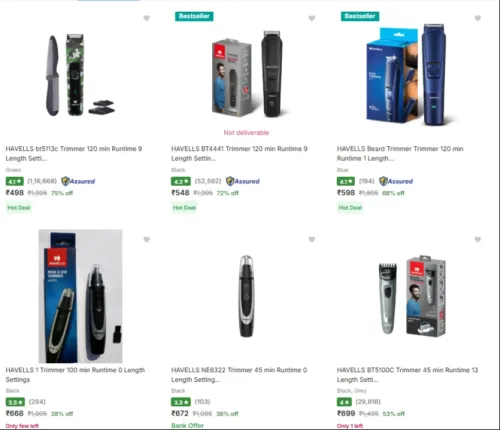 Image of Havells Trimmer Starting at ₹498