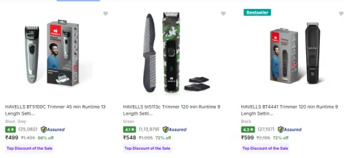 Image of Havells Trimmers upto 72% Discount | Starting at ₹499