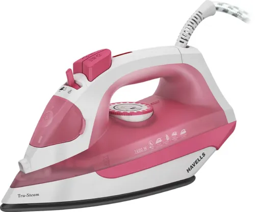 Image of HAVELLS Tru-Steam Steam Iron with Self Cleaning Function | Vertical & Horizontal Ironing 1600 W Steam Iron (Pink)