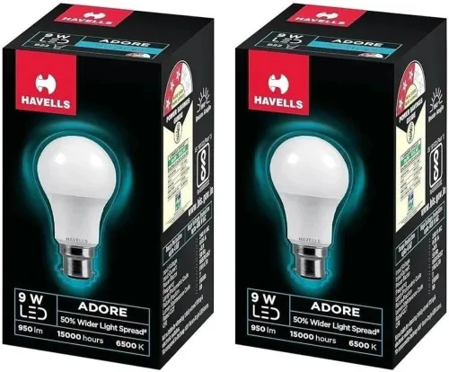 Image of HAVELLS 9 W Basic Standard B22 LED Bulb (White, Pack of 2)