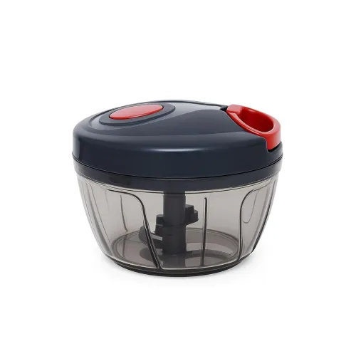 Image of HAVENORA Manual Food Chopper with Pull Cord, 3 Stainless Steel Blades – 450ml Vegetable, Fruit & Onion Cutter (Black & R