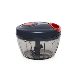 HAVENORA Manual Food Chopper with Pull Cord, 3 Stainless Steel Blades – 450ml Vegetable, Fruit & Onion Cutter (Black & R