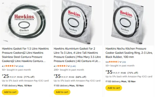 Image of Hawkins Pressure Cooker Sealing Ring Starting @ ₹25
