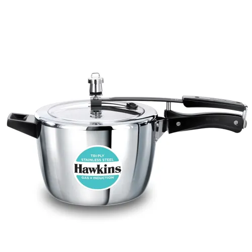 Image of Hawkins 4.5 Litre Triply Stainless Steel Pressure Cooker, Inner Lid Cooker, Silver (HSST45)