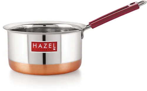 Image of HAZEL Stainless Steel Saucepan Copper Bottom Tea Pan With Rubber Grip Handle