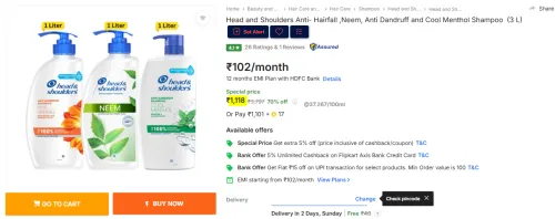 Image of Head and Shoulders Anti- Hairfall Shampoo  (3 L)