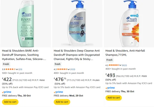 Image of Head & Shoulders Shampoo upto 55% Discount