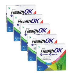 Health Ok Multi Vitamin and Mineral Health Supplement (for Energy and Overall Health with added Immunity) Tablets (Pack of 5).