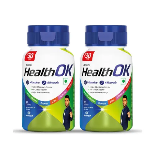 Image of Health OK Multivitamin with Natural Ginseng, Taurine power, Daily Energy 60 tablets 