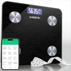 Healthgenie Advanced BMI Weight Machine, Body Fat Analyzer With Smart Circut For Longer Battery, Sync With App, 18 Body 