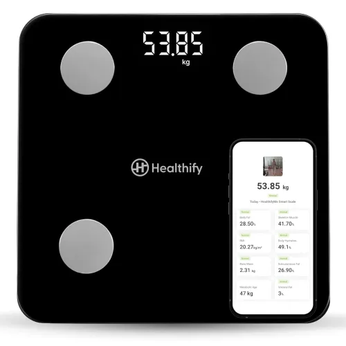 Image of HealthifyMe Smart Scale – Track 11+ Body Metrics (Black)