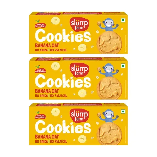 Image of Slurrp Farm No Maida No Refined Sugar Banana Oat Cookies | Healthy Cookies Made With Multigrain | Perfect for tiffins, t