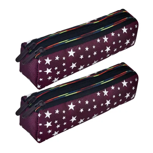 Image of Heart Home 2-Zip Pencil Pouch (Pack of 2) – Maroon