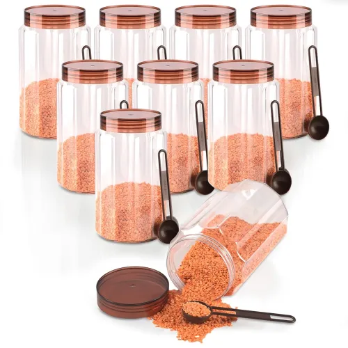 Image of Heart Home 9 Pcs Plastic 1500 ML Containers for Kitchen Storage | Multi-Purpose Airtight Kitchen Pet Jars and Containers