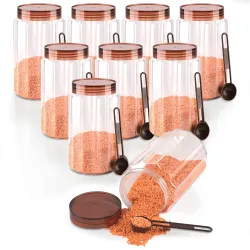 Heart Home 9 Pcs Plastic 1500 ML Containers for Kitchen Storage | Multi-Purpose Airtight Kitchen Pet Jars and Containers