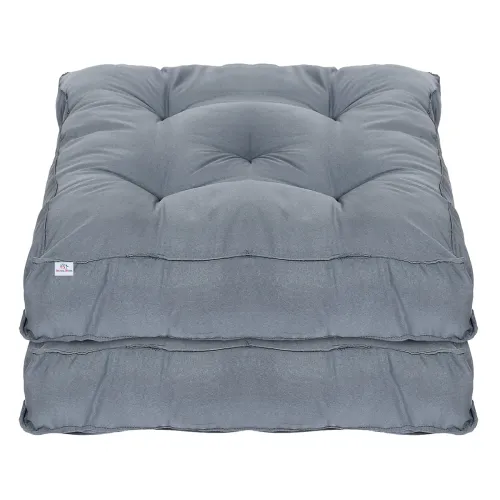 Image of Heart Home Microfiber Square Chair Pad/Cushion for Office|Home or Car Sitting, Pack of 2 (Grey)