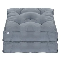 Heart Home Microfiber Square Chair Pad/Cushion for Office|Home or Car Sitting, Pack of 2 (Grey)