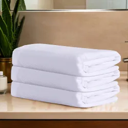 Heart Home Pack of 3 Cotton Bath Towel for Women | Super Soft Swimming & Bathing Towel | 30x60 Inch | Travel Cotton Towel & Gamcha | White