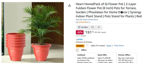 Image of Heart Home(Pack of 6) Flower Pot