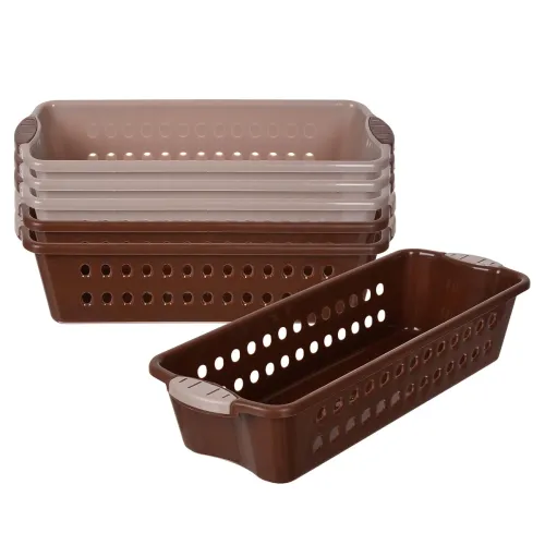 Image of Heart Home Pack of 6 Storage Basket | Storage Organizer for Refrigerator-Vegetables-Stationery | Multipurpose Cabinet Sh