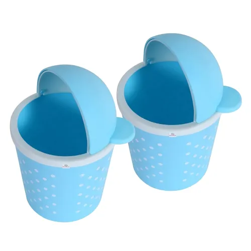 Image of Heart Home Pack of 2 Portable Small Table Top Dustbin For Study Table | Office Desk | Bathroom | Mini Waste Bin For Kitc