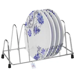 Heart Home Stainless Steel Plate Rack 6 Sections Anti-Rust Coating