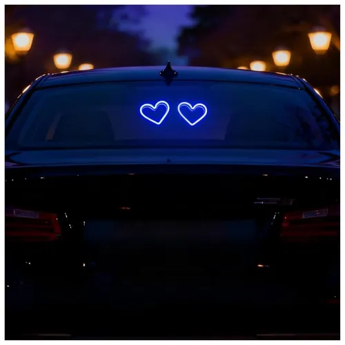 Image of Heart Shape LED Car Window Light with Suction Cups, USB Cable, Light