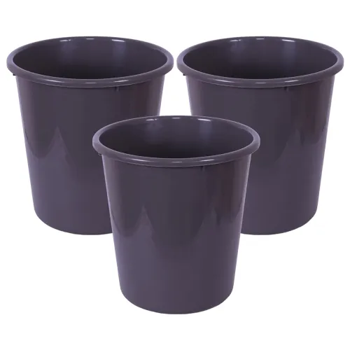 Image of Heart Home Plastic Open Dustbin | Garbage Dustbin | Plain Sada Dustbins | 7 LTR | 066 | Pack of 3 | Gray