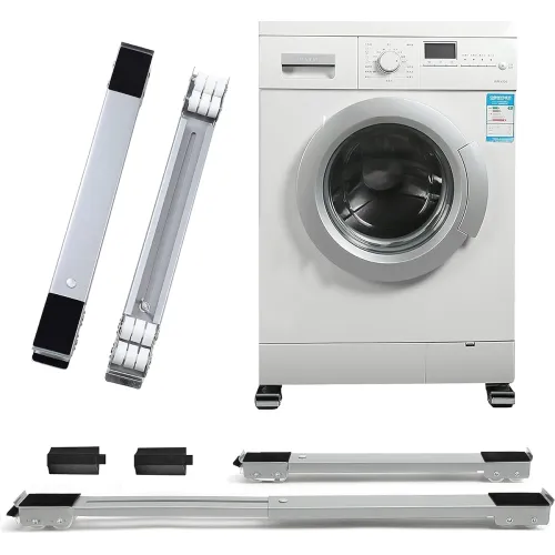 Image of Heavy-Duty Adjustable Stand with Locking Casters for Fridge & Washer