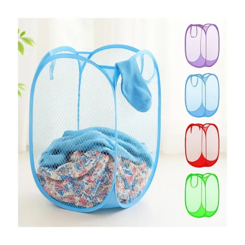 Image of Heavy Duty Laundry Basket Large Round Collapsible Storage Hamper