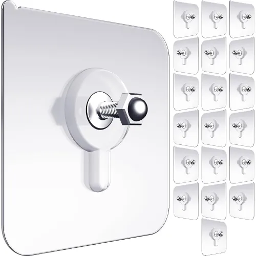 Image of UCRAVO 15Pcs Heavy Duty Self Adhesive Hooks Transparent Waterproof and Oilproof Wall Hooks for Kitchen Bathroom Shower D