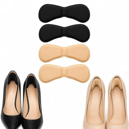 Image of Heel Grip Cushions for Loose Shoes 2 Pairs (1 Black + 1 Beige) 