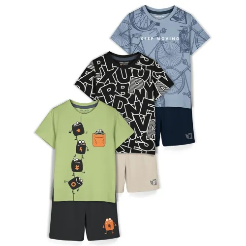 Image of HELLCAT Boys Dress Clothing Set Tshirts & Shorts Pack 3
