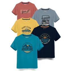 HELLCAT Boys Round Neck Printed Cotton Tshirt -Combo (Pack of 2)