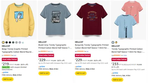 Image of HELLCAT Boy's T-shirts at minimum 82% Discount 