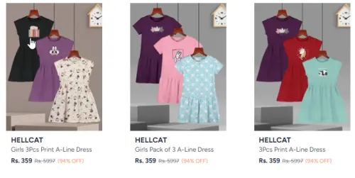 Image of HELLCAT Girls Pack of 3 Starting @ ₹359
