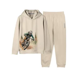 HELLCAT Printed Cotton Blend Hoodie T-shirt and Jogger Trackpant Clothing Set for Boys.