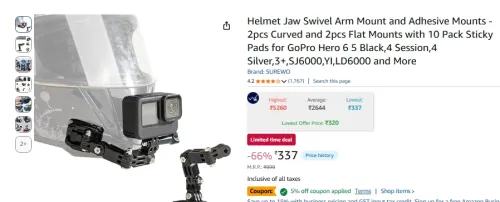 Image of Helmet Jaw Swivel Arm Mount and Adhesive Mounts