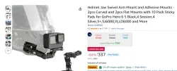 Helmet Jaw Swivel Arm Mount and Adhesive Mounts