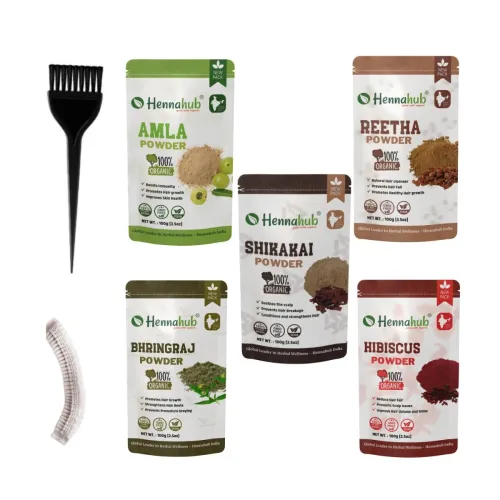 Image of Hennahub Herbal Hair Care Powder Combo, 5 x 100g