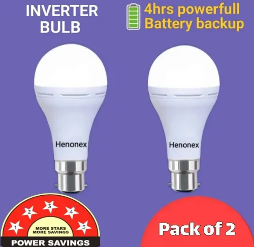 Image of Henonex 12 W Inverter Standard B22 Inverter Bulb (White, Pack of 2)