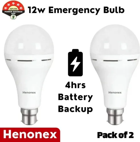 Image of Henonex 12 W Inverter Standard B22 Inverter Bulb  (White, Pack of 2)