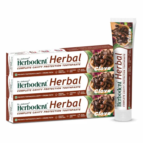 Image of Herbal Clove Toothpaste - 100g Pack Of 3 | Natural Herbs - Clove, Babool, Bakul and more | Daily use toothpaste