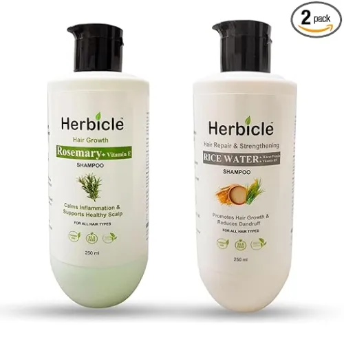 Image of Herbicle Rosemary + Vitamin E and Rice Water + Wheat Protein Vitamin B5 Shampoo | 100% natural | For All Hair Types | 25