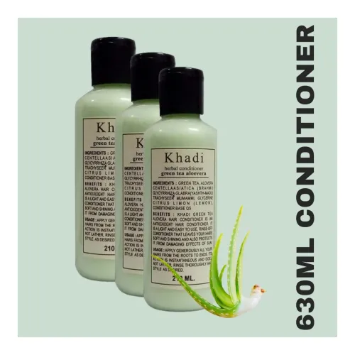 Image of Herbigiri Herbal Green Tea & Aloevera Hair Conditioner 210ml (Pack of 3, 630ml)