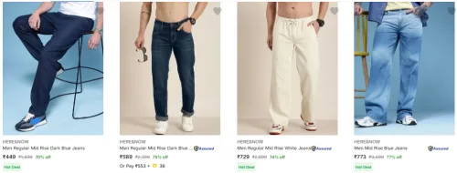 Image of Here Now Men's Jeans at Minimum 70% Discount