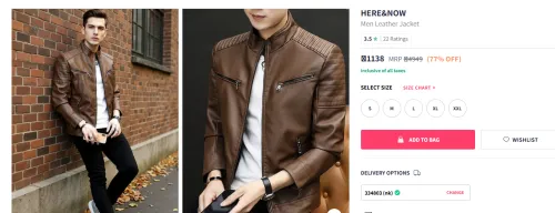 Image of HERE&NOW Men Leather Jacket