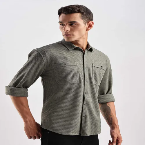 Image of HERE&NOW Men Opaque Striped Casual Shirt